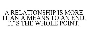 A RELATIONSHIP IS MORE THAN A MEANS TO AN END. IT'S THE WHOLE POINT.
