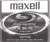 MAXELL B BLU-RAY DISC BD-RE CAMCORDER REWRITABLE IDEAL FOR HIGH DEFINITION VIDEO RECORDING