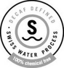 S · SWISS WATER PROCESS DECAF DEFINED 100% CHEMICAL FREE
