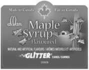 ALLAN MAPLE SYRUP FLAVOURED NATURAL AND ARTIFICIAL FLAVOURS MADE IN CANADA