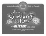 ALLAN STRAWBERRY KIWI GLITTER CANES/CANNES MADE IN CANADA FAIT AU CANADA ARTIFICALLY FLAVOURED