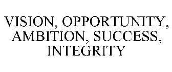 VISION, OPPORTUNITY, AMBITION, SUCCESS, INTEGRITY