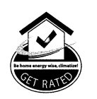 GET RATED BE HOME ENERGY WISE, CLIMATIZE!
