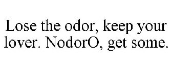 LOSE THE ODOR, KEEP YOUR LOVER. NODORO, GET SOME.