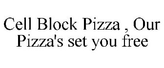 CELL BLOCK PIZZA , OUR PIZZA'S SET YOU FREE