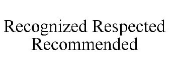 RECOGNIZED RESPECTED RECOMMENDED