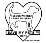 RESCUE WORKER-SAVE MY PETS SAVE MY PETS SIGNS
