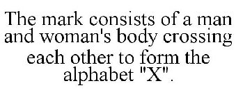 THE MARK CONSISTS OF A MAN AND WOMAN'S BODY CROSSING EACH OTHER TO FORM THE ALPHABET 