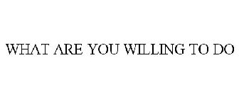 WHAT ARE YOU WILLING TO DO