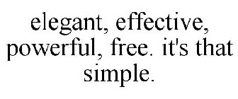 ELEGANT, EFFECTIVE, POWERFUL, FREE. IT'S THAT SIMPLE.