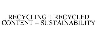 RECYCLING + RECYCLED CONTENT = SUSTAINABILITY