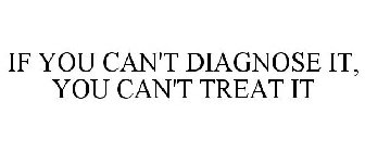 IF YOU CAN'T DIAGNOSE IT, YOU CAN'T TREAT IT