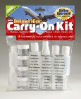 CARRY-ON KIT BONUS 36 PEEL & STICK LABELS AIRLINE APPROVED FITS 1 QUART BAG (INCLUDED) PACK MAX DELUXE 16PC. SHAMPOO · CONDITIONER · HAIRSPRAY · MAKEUP · LOTIONS · CREAMS · GELS LEAK-PROOF 1/2, 