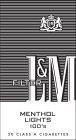 L&M L&M FILTER MENTHOL LIGHTS 100'S 20 CLASS A CIGARETTES