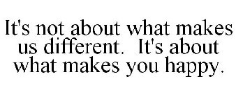IT'S NOT ABOUT WHAT MAKES US DIFFERENT. IT'S ABOUT WHAT MAKES YOU HAPPY.