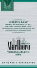 MARLBORO VIRGINIA BLEND 100'S MENTHOL 20 CLASS A CIGARETTES VIRGINIA LEAF. 400 YEARS AGO PERFECTED IN VIRGINIA - NOW GROWN AROUND THE WORLD. TODAY, WE BLEND CRISP, MELLOW VIGINIA TOBACCOS AND COOL MEN