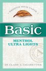 BASIC MENTHOL ULTRA LIGHTS · SMOOTH RICH TASTE · 20 CLASS A CIGARETTES CLASS A CIGARETTES A ACCO