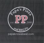 PP PAPA'S PIZZA AND BBQ PIT EST. 2000 PAPAKNOWSBEST.COM