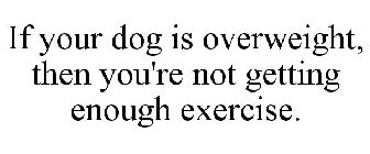 IF YOUR DOG IS OVERWEIGHT, THEN YOU'RE NOT GETTING ENOUGH EXERCISE.