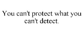 YOU CAN'T PROTECT WHAT YOU CAN'T DETECT.