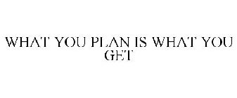 WHAT YOU PLAN IS WHAT YOU GET