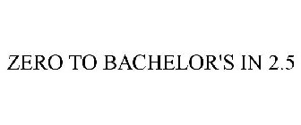 ZERO TO BACHELOR'S IN 2.5