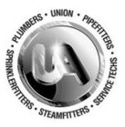 UA · UNION · PIPEFITTERS · SERVICE TECHS · STEAMFITTERS · SPRINKLERFITTERS · PLUMBERS