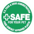 SAFE FOR YOUR PET U.S. FOOD & DRUG ADMINISTRATION FOOD CONTACT APPROVED PLASTIC