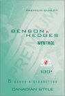 BENSON & HEDGES MENTHOL 100S PREMIUM QUALITY BH PREMIUM BH 25 CLASS A CIGARETTES CANADIAN STYLE