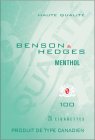 BENSON & HEDGES MENTHOL 100 HAUTE QUALITÉ BH 25 CIGARETTES BH QUALITÉ PRODUIT DE TYPE CANADIEN
