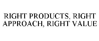 RIGHT PRODUCTS, RIGHT APPROACH, RIGHT VALUE