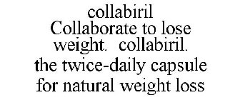 COLLABIRIL COLLABORATE TO LOSE WEIGHT. COLLABIRIL. THE TWICE-DAILY CAPSULE FOR NATURAL WEIGHT LOSS