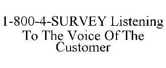 1-800-4-SURVEY LISTENING TO THE VOICE OF THE CUSTOMER