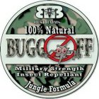 BUGGZ OFF BB BEST BALMS 100% NATURAL MILITARY STRENGTH INSECT REPELLANT JUNGLE FORMULA