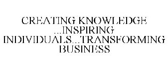 CREATING KNOWLEDGE ...INSPIRING INDIVIDUALS...TRANSFORMING BUSINESS
