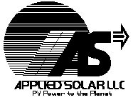 AS APPLIED SOLAR LLC PV POWER TO THE PLANET