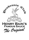 PENDENNIS CLUB SINCE 1881 NEC TENUI PENNA HENRY BAIN'S FAMOUS SAUCE THE ORIGINAL