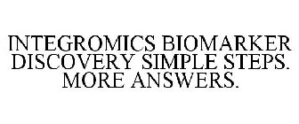 INTEGROMICS BIOMARKER DISCOVERY SIMPLE STEPS. MORE ANSWERS.