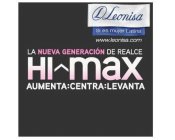 HI-MAX L LEONISA SI ES MUJER LATINA WWW.LEONISA.COM LA NUEVA GENERACIÓN DE REALCE AUMENTA:CENTRA:LEVANTA