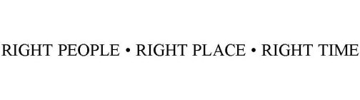 RIGHT PEOPLE · RIGHT PLACE · RIGHT TIME