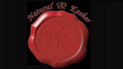 NATURAL & KOSHER HIGHER AUTHORITY SEAL NK SINCE 1987