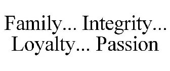 FAMILY... INTEGRITY... LOYALTY... PASSION