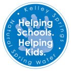 KELLEY SPRINGS · NATURAL SPRING WATER · HELPING SCHOOLS. HELPING KIDS.