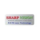 SHARP VISION WHEN SEEING COUNTS RX70 LENS TECHNOLOGY