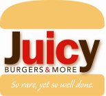 JUICY BURGERS & MORE SO RARE, YET SO WELL DONE.