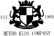 METRO KIDS COMPANY EST. 1989 TRADEMARK