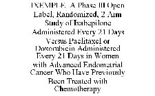 IXEMPLE A PHASE III OPEN LABEL, RANDOMIZED, 2 ARM STUDY OF IXABEPILONE ADMINISTERED EVERY 21 DAYS VERSUS PACLITAXEL OR DOXORUBICIN ADMINISTERED EVERY 21 DAYS IN WOMEN WITH ADVANCED ENDOMETRIAL CANCER 