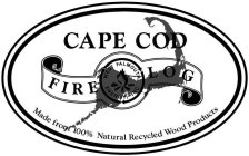 CAPE COD FIRE LOG WEST FALMOUTH ENERGY, INC. MADE FROM 100% NATURAL RECYCLED WOOD PRODUCTS