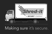 SHRED-IT A SECURIT COMPANY MAKING SURE IT'S SECURE.