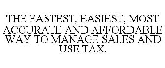 THE FASTEST, EASIEST, MOST ACCURATE AND AFFORDABLE WAY TO MANAGE SALES AND USE TAX.